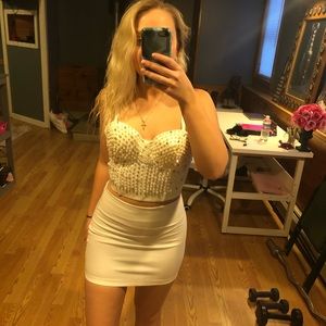 White mini skirt